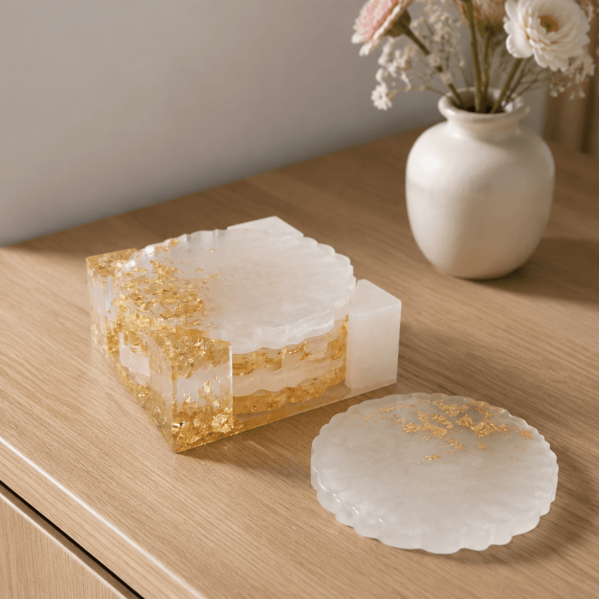 Coaster set "Rearl & Gold"